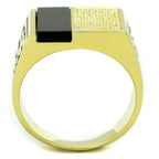 Mens Vandamme black onyx gold jewelry ring featuring a stylish design with a shiny finish