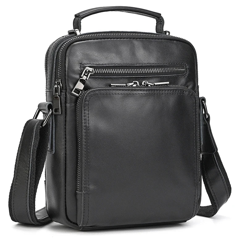 men's crossbody bag, black leather, perfect for daily use