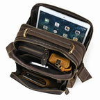 Mens crossbody bag in brown leather, ideal for daily essentials