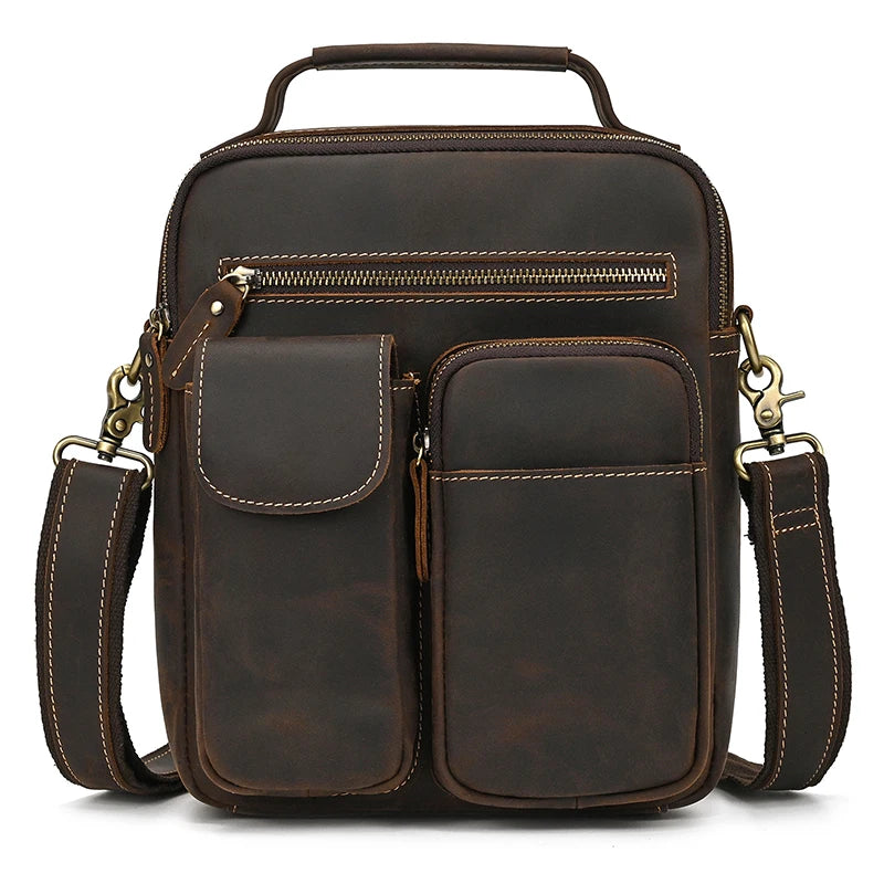 brown leather mens crossbody bag, versatile for everyday use