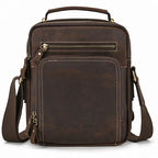 Brown leather mens crossbody bag for everyday use and travel