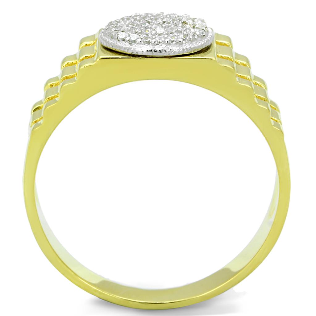 Men's CZ statement ring 925 silver with a unique patterned band and sparkling stone details