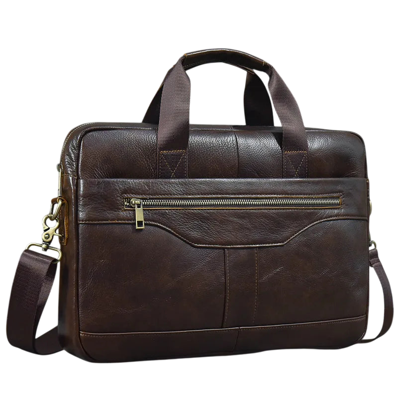 Men's Leather Briefcase 15.6" Laptop Bag Top Layer Leather