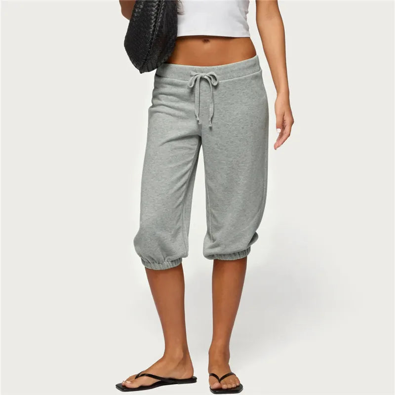 Women's gray cotton jogger pants for casual summer wear