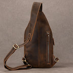 men's sling shoulder bag, brown leather, ideal for daily use
