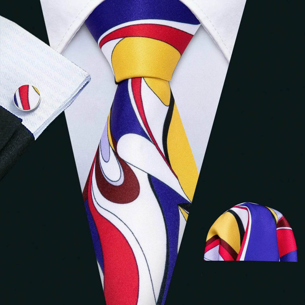 Colorful silk mens ties set with matching pocket square for formal events