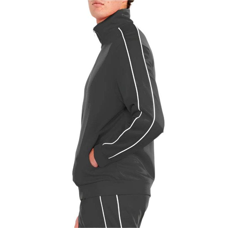 Men's gray track jacket by WEIV for athletic performance and comfort