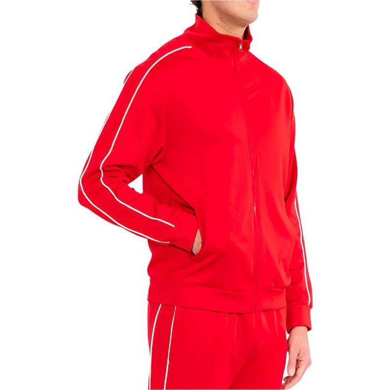 Red men's track jacket, lightweight material for activewear use