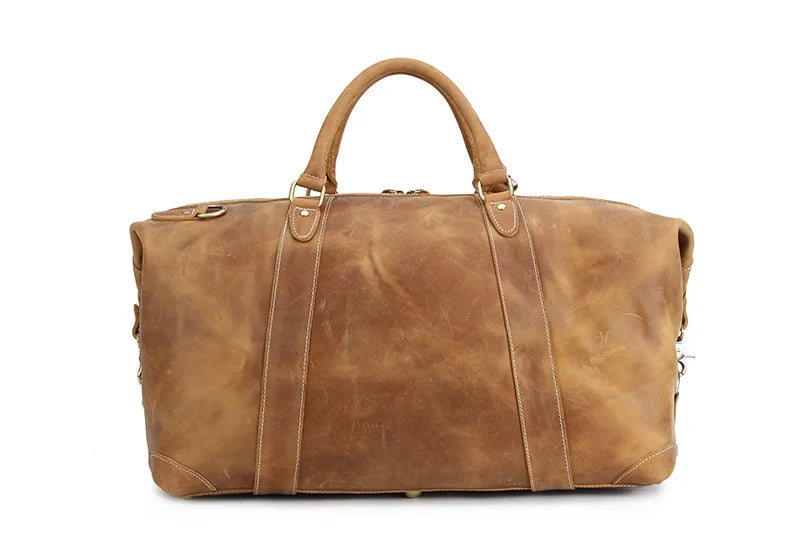 VacationGrabs men's brown leather travel bag for mens, durable and stylish