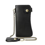 men's wallet in black leather with detachable chain strap