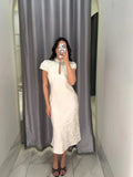 Women's white midi dress, perfect for summer events