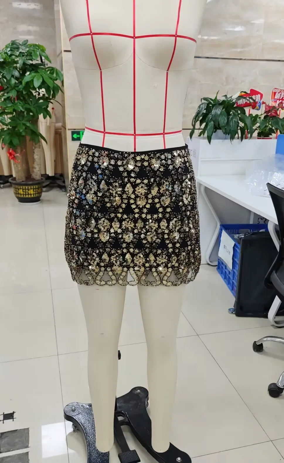 Women's black lace mini skirt, perfect for summer outings