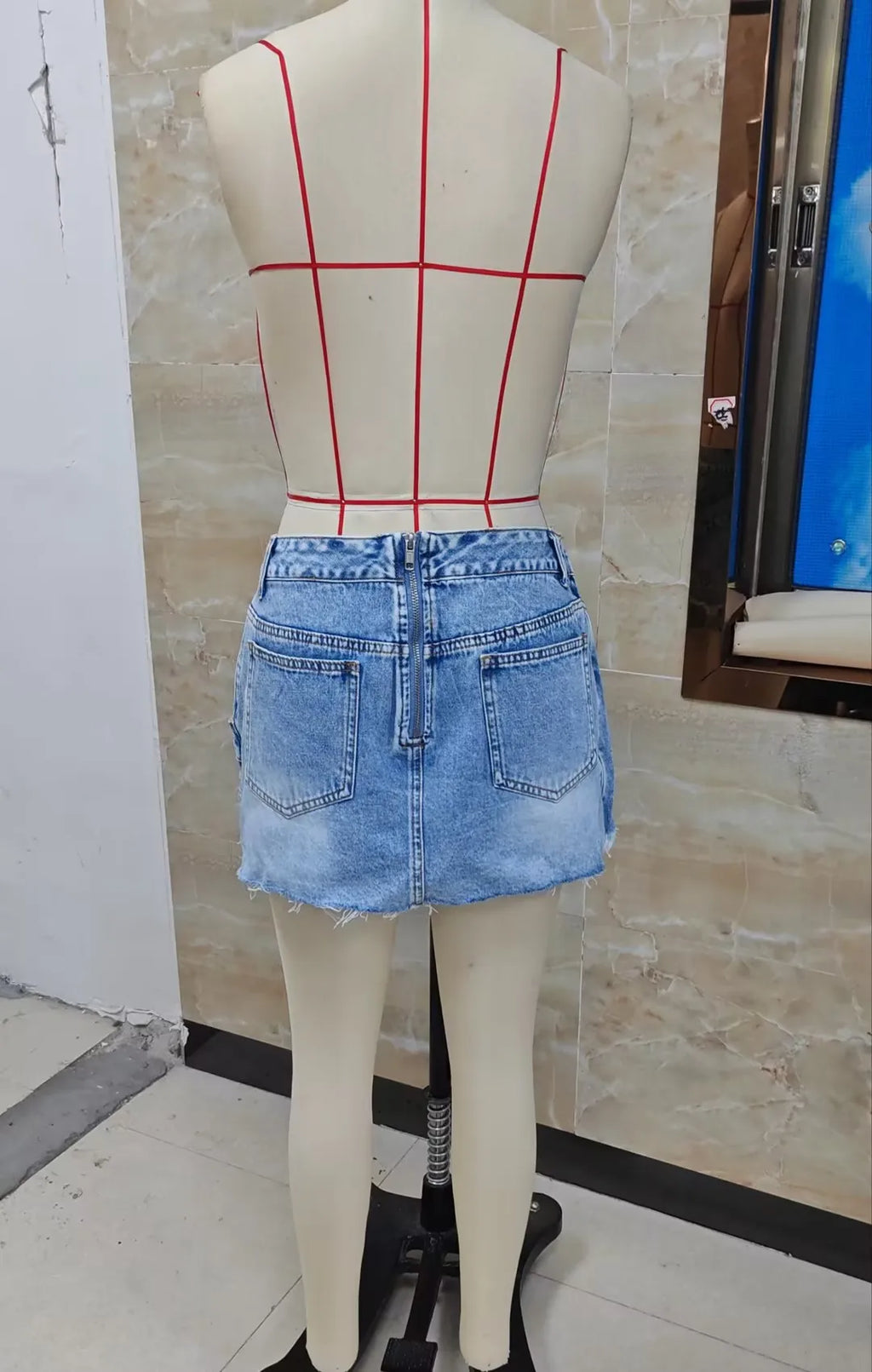 Women's mini skirt denim, light wash, casual summer wear