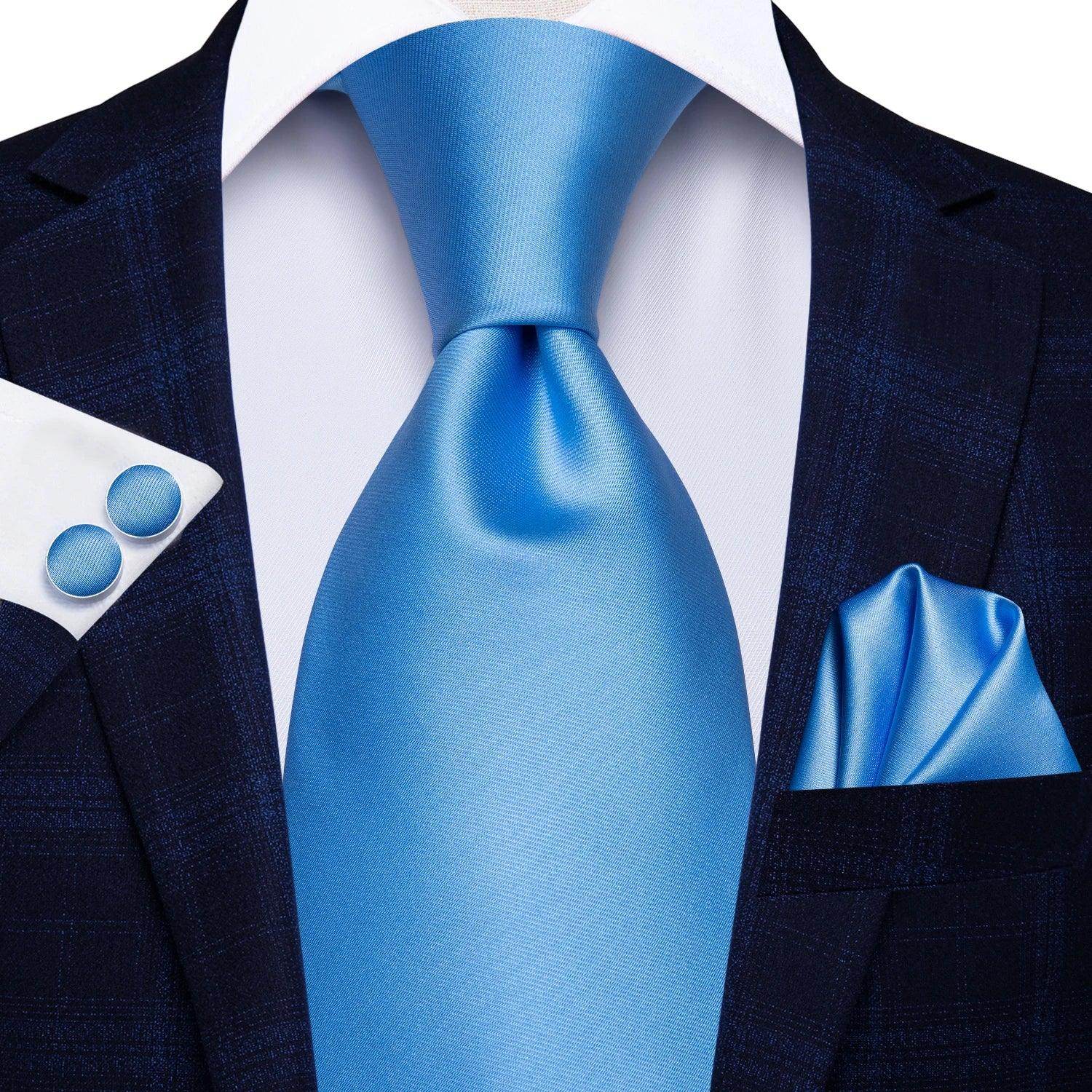 Pastel Solid Silk Wedding Ties Cufflink Set - VacationGrabs