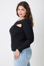 Black ribbed top for women, perfect for casual outings, plus size clothiers