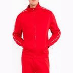 Men's activewear in red colour leather jacket for casual outings