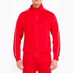 Men's red colour leather jacket for stylish activewear