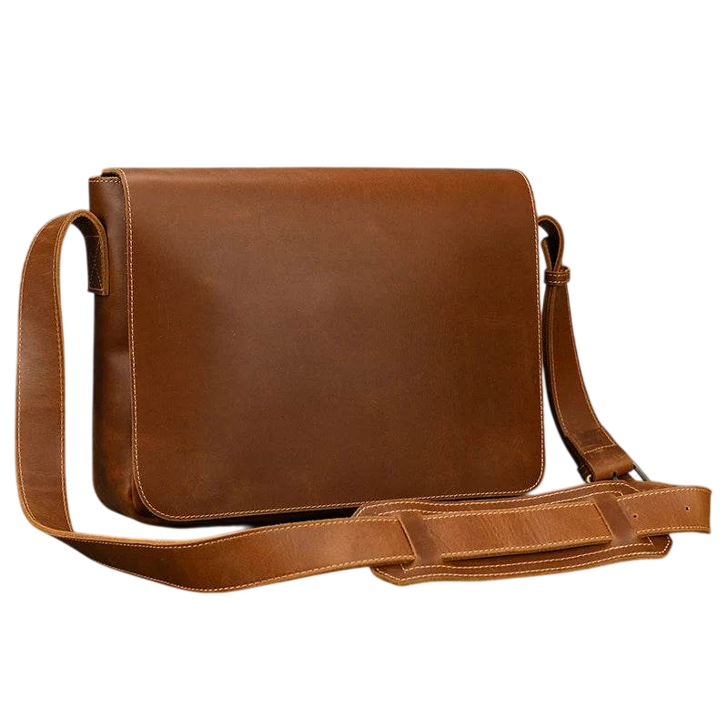 Retro Genuine Leather Laptop Shoulder Bag Business Messenger