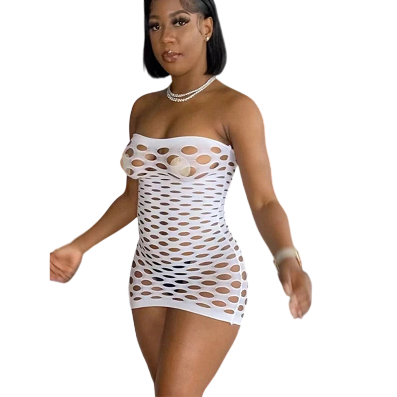 VacationGrabs See Through Mesh Club Dress for Women
