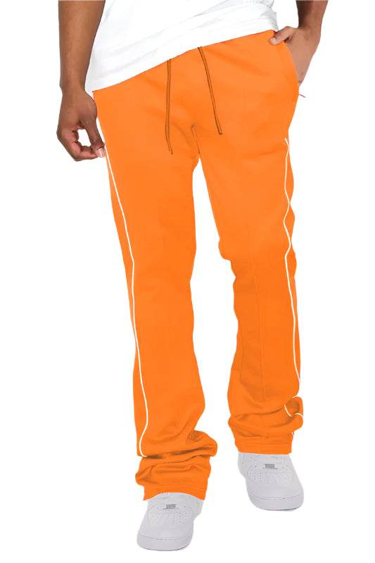 Men's orange stacked pants, soft material for activewear comfort