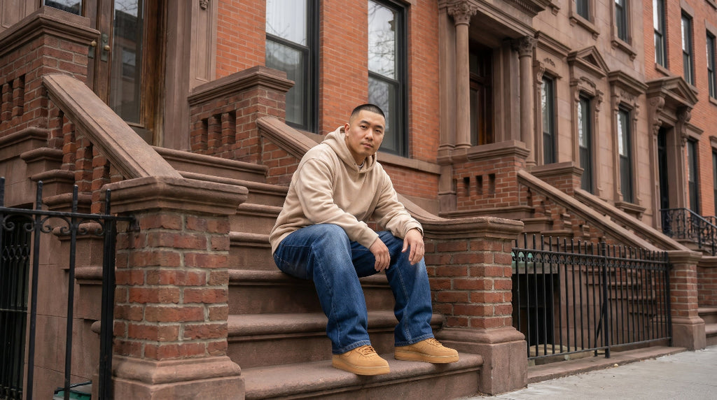 Men's blue denim jeans from VacationGrabs, ideal for supreme streetwear style