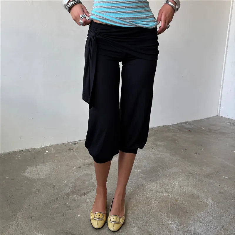 Women's black capri sweatpants, soft fabric, perfect for casual wear