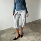 Women's gray sweatpants capri, soft material for casual wear