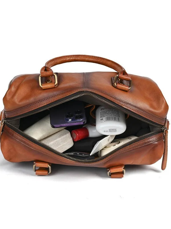 Brown leather tote women's purses for daily essentials and travel