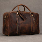 Brown leather travel bag for mens, perfect for weekend trips