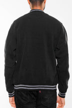 Men's black WEIV varsity jacket, perfect for casual outings