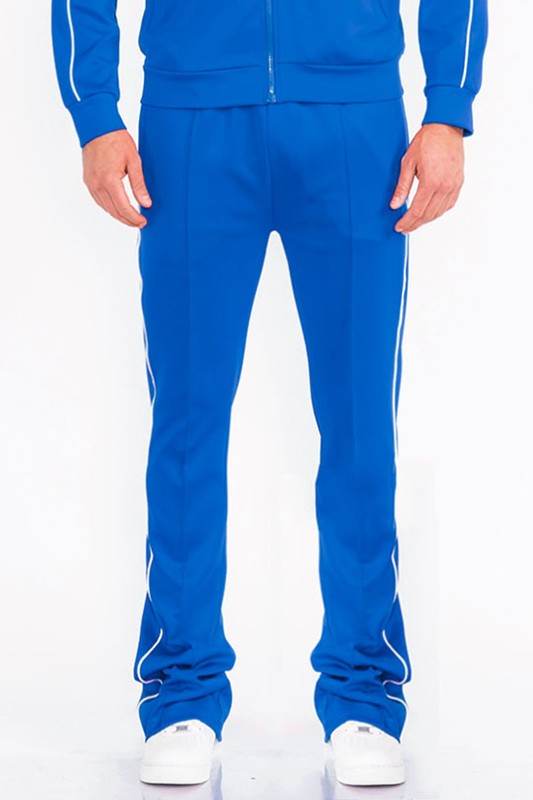 Men's blue athletic pants, stylish polyester for active wear