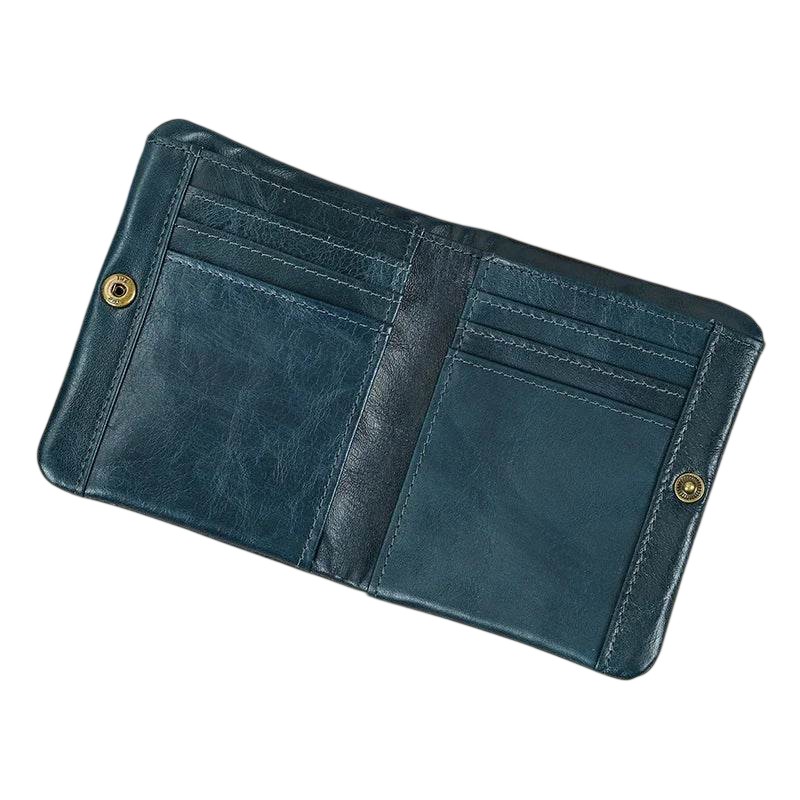Vintage Leather Short Wallet with Coin Purse for Men RFID