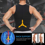Men's black waist corset trainer for back support and posture correction