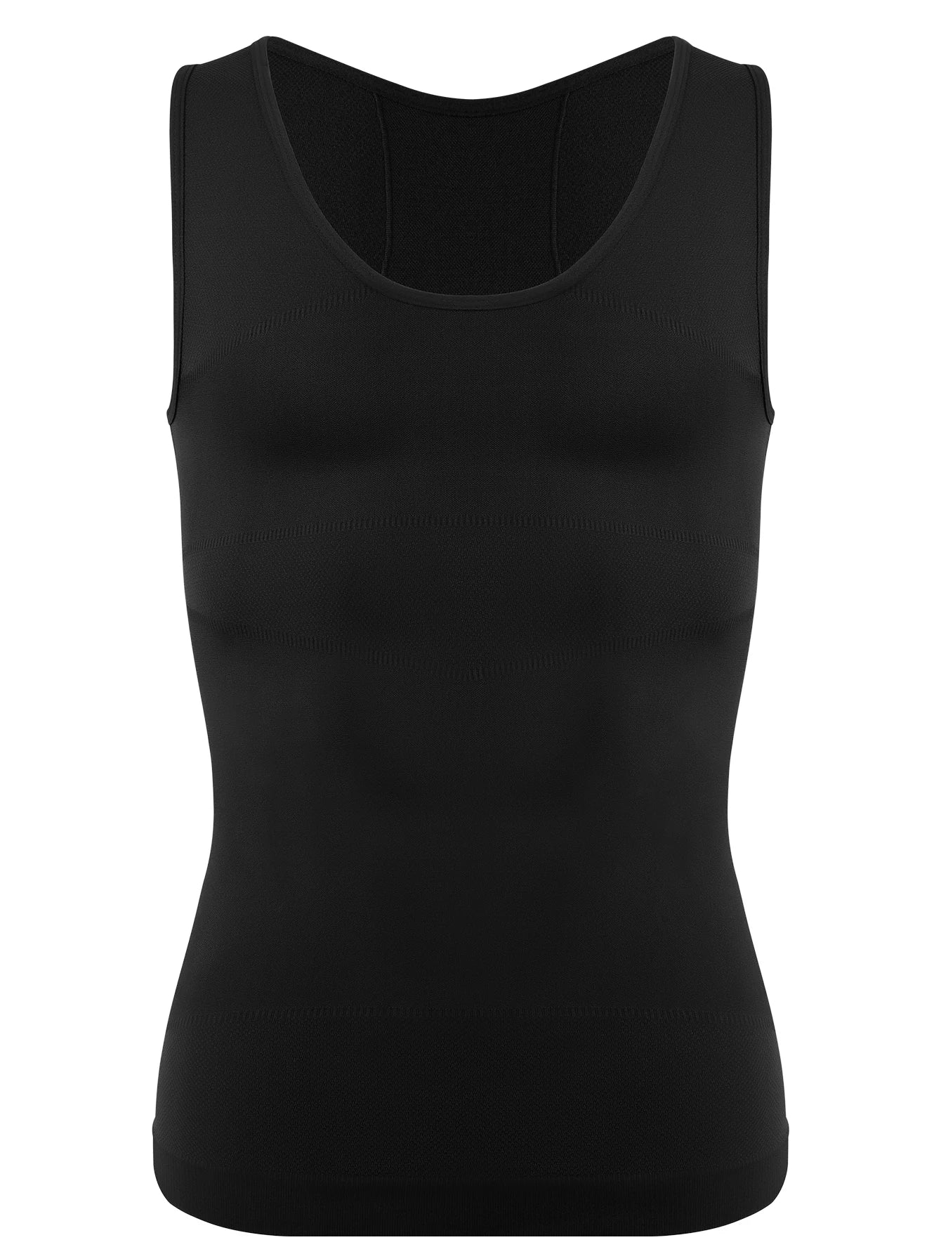 Men's black compression tank top, perfect as a waist corset trainer
