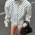 Women's polka dot blazer, lightweight fabric, stylish outerwear
