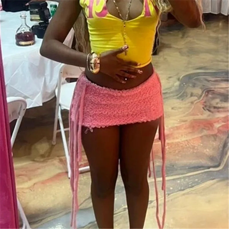 Women's pink y2k skirt, perfect for summer parties
