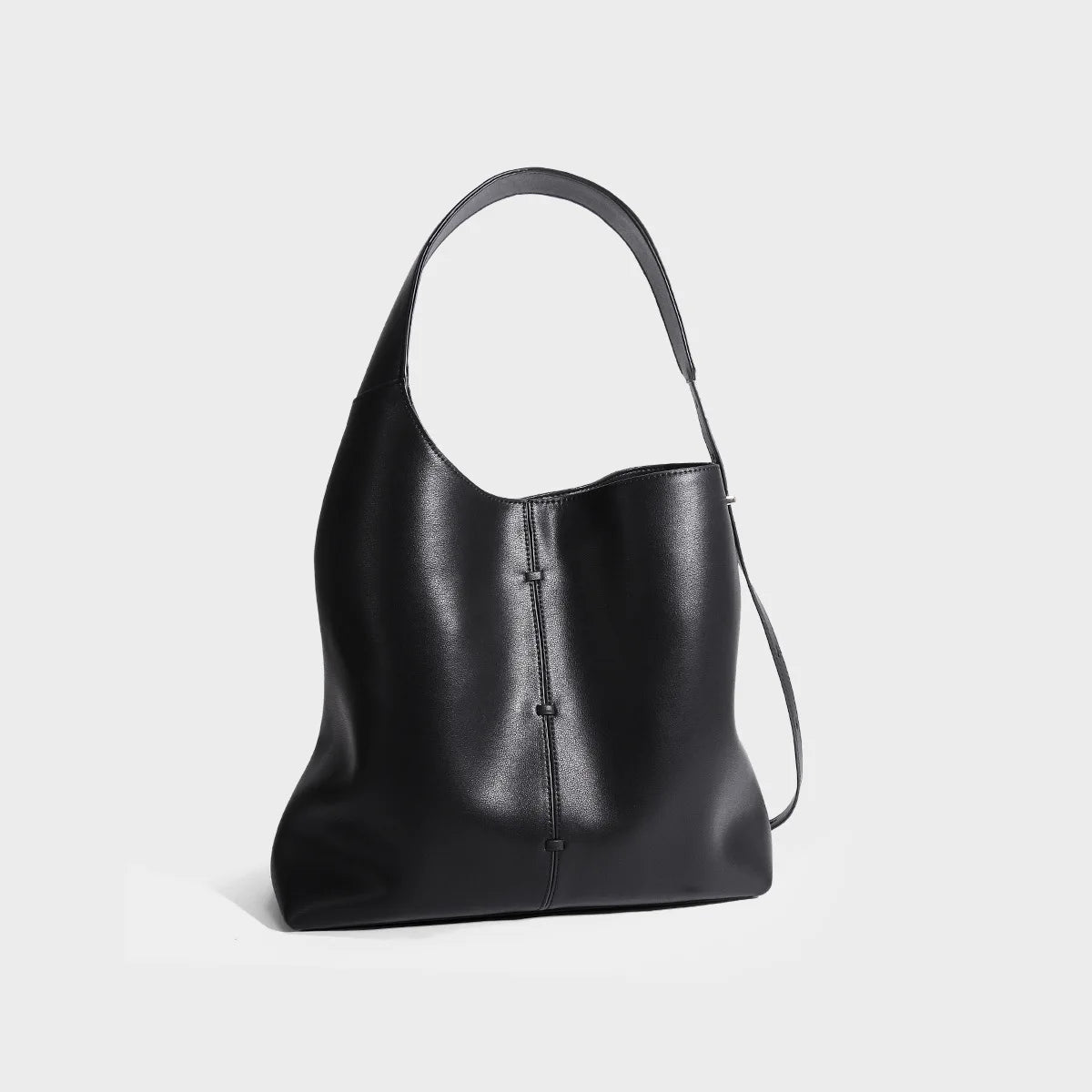 Black leather tote bag, stylish and perfect for daily use