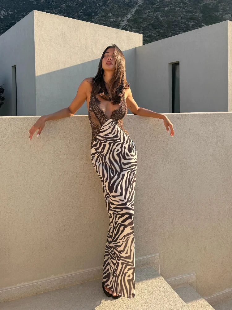 Women's animal print and maxi dress, perfect for summer outings