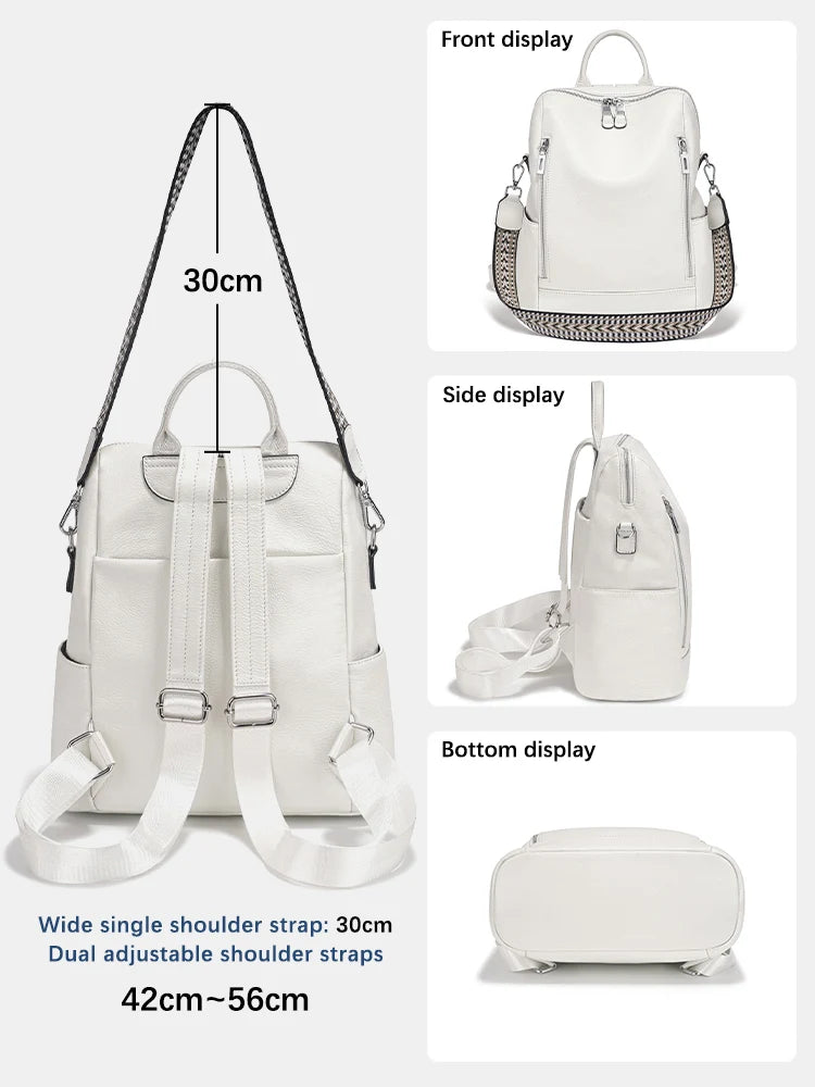 White travel bag with adjustable straps for convenient use