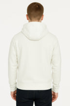 Men's white zip-up hoodie, fleece material for casual wear