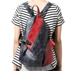 Color block daypack in red and navy design, perfect for daily use and stylish excursions